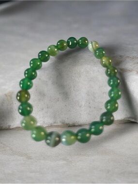 Green Agate Beaded Stretch 8mm Bracelet for Women